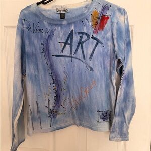 DaVinci Blue Artistic Long Sleeve Top